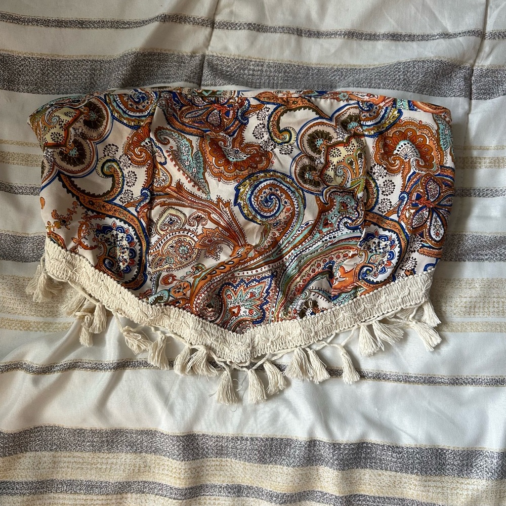 Bandana Hem Tie Back Crop Tube Top